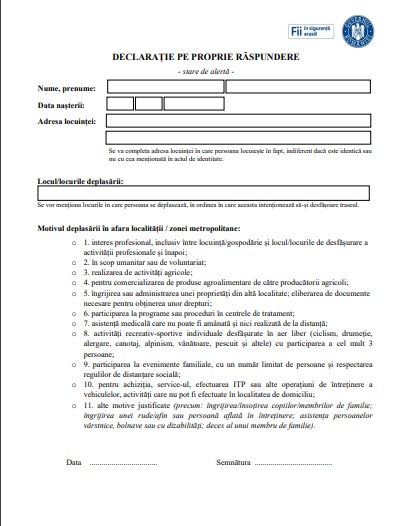 declaratie alerta