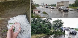 Grindină, acoperișuri desprinse și copaci căzuți în 17 județe ale țării