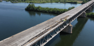 VIDEO șantier Podul Poganu- Drăgășani. Circulația se va redeschide la începutul anului școlar
