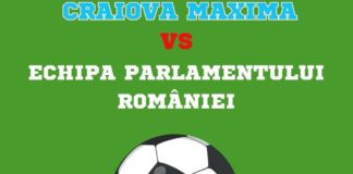 Echipa Parlamentului României- cu Adrian Chesnoiu, Marius Oprescu și Lucian Bute- intră pe teren la Caracal cu Craiova Maxima